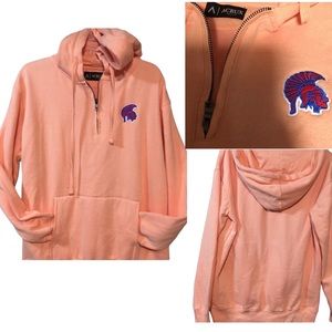 ACRUX 1/4 ZIP PEACH ORANGE INDIAN HOODIE SOFT MED.